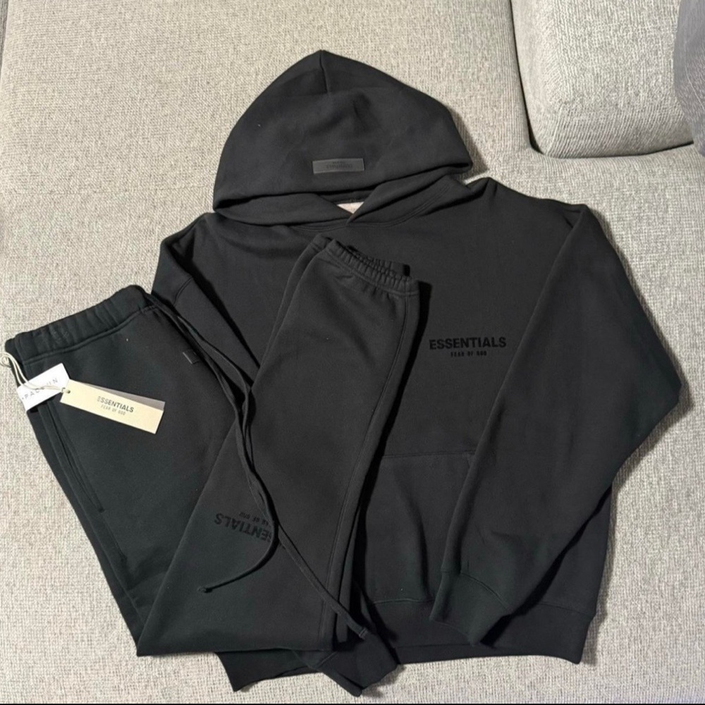 Fear of God Essential Black hoodie + Sweatpants Set Size S